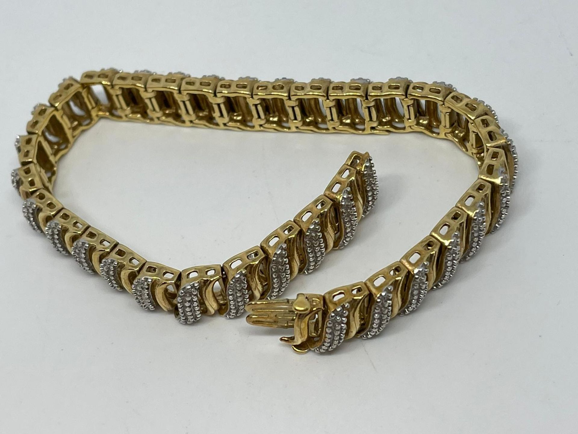 Sterling silver gilt diamond bracelet