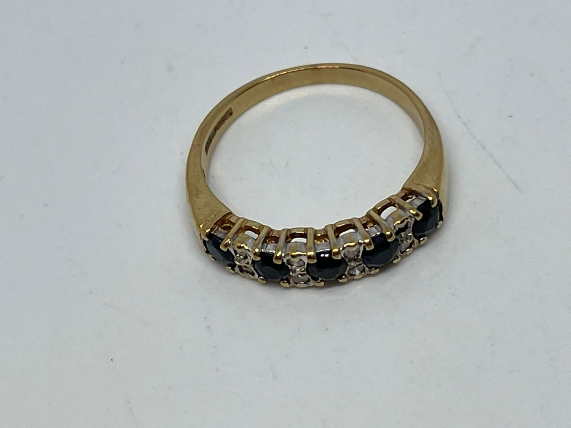 9 ct gold sapphire and diamond ring. - Image 2 of 2