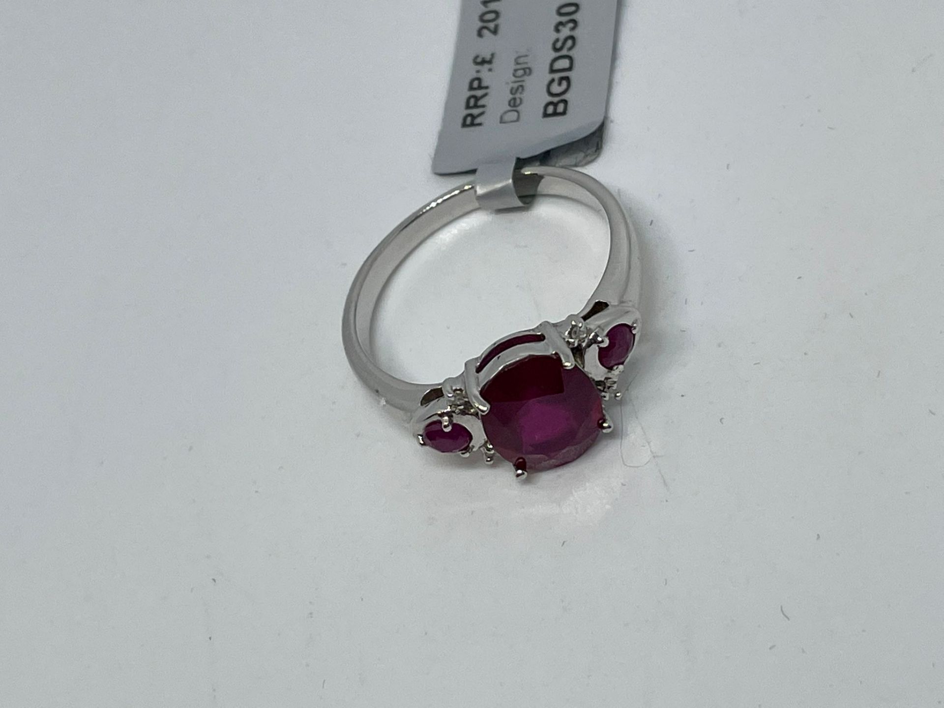 Sterling silver ruby ring - Image 2 of 2