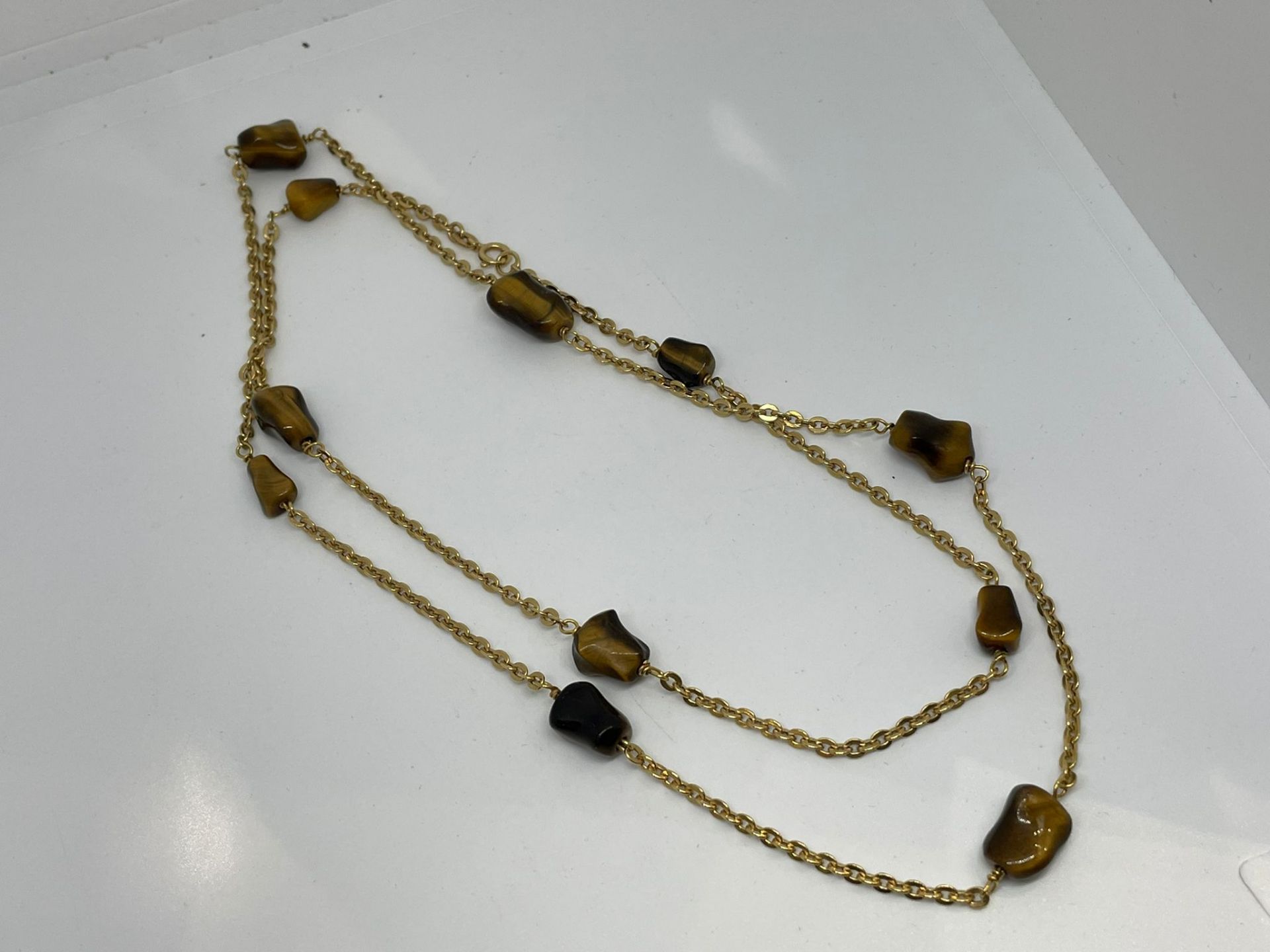 18 ct gold tigers eye necklace