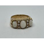 9 ct gold opal and pearl ring
