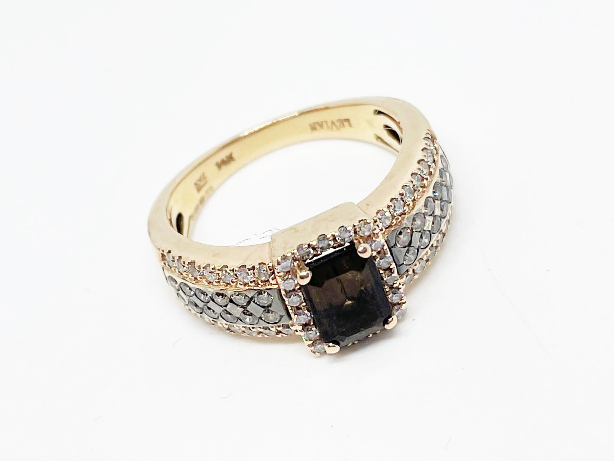 14 ct rose gold diamond ring with chocolate diamonds - Image 3 of 3