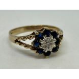 9 ct sapphire and diamond ring