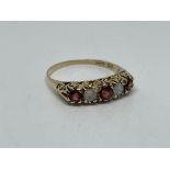 9 ct gold opal and garnet ring