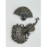 Sterling silver marcasite brooches