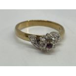 9 ct gold ruby and diamond ring