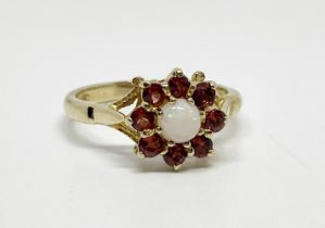 9 ct garnet and opal ring