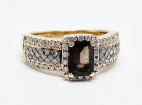 14 ct rose gold diamond ring with chocolate diamonds
