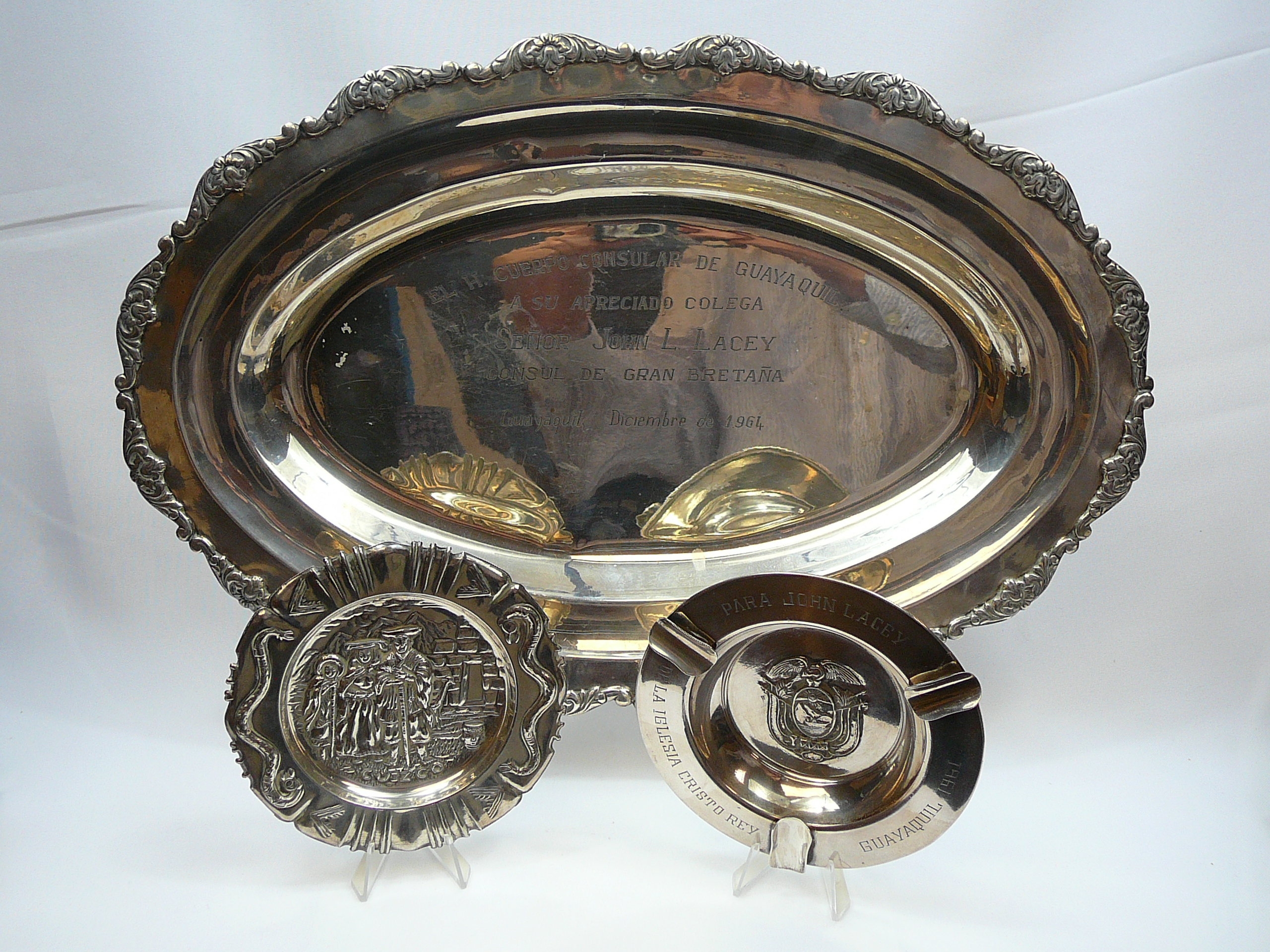 Continental Silver tray etc