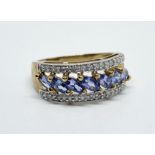 9 ct gold tanzanite and diamond ring