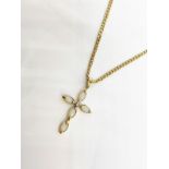 9 ct gold opal cross and chain