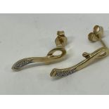 9 ct gold diamond drop earrings