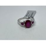Sterling silver ruby ring