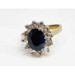 9 ct gold sapphire and diamond cluster ring
