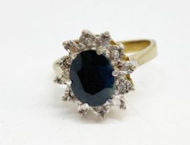 9 ct gold sapphire and diamond cluster ring