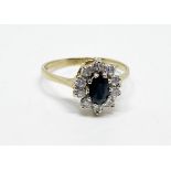 9 ct gold sapphire and CZ ring
