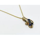 9 ct gold sapphire pendant and chain