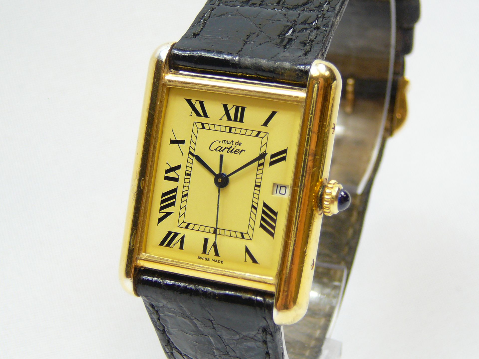 Gents Silver Gilt Cartier Wrist Watch - Image 2 of 3