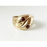 9ct gold garnet snake ring