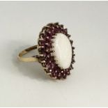 9ct gold ruby and opal ring