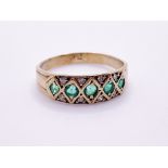 9ct gold emerald and diamond ring