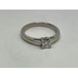 Platinum single stone diamond ring