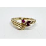 14ct gold ruby and diamond ring