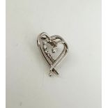 9ct white gold CZ heart pendant