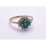 9ct gold green agate and cubic zirconia ring