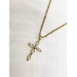 9ct gold opal cross and chain