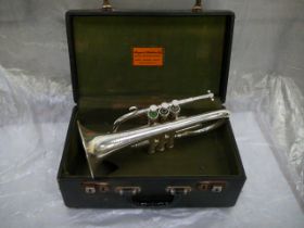 Cased silver plated Besson cornet
