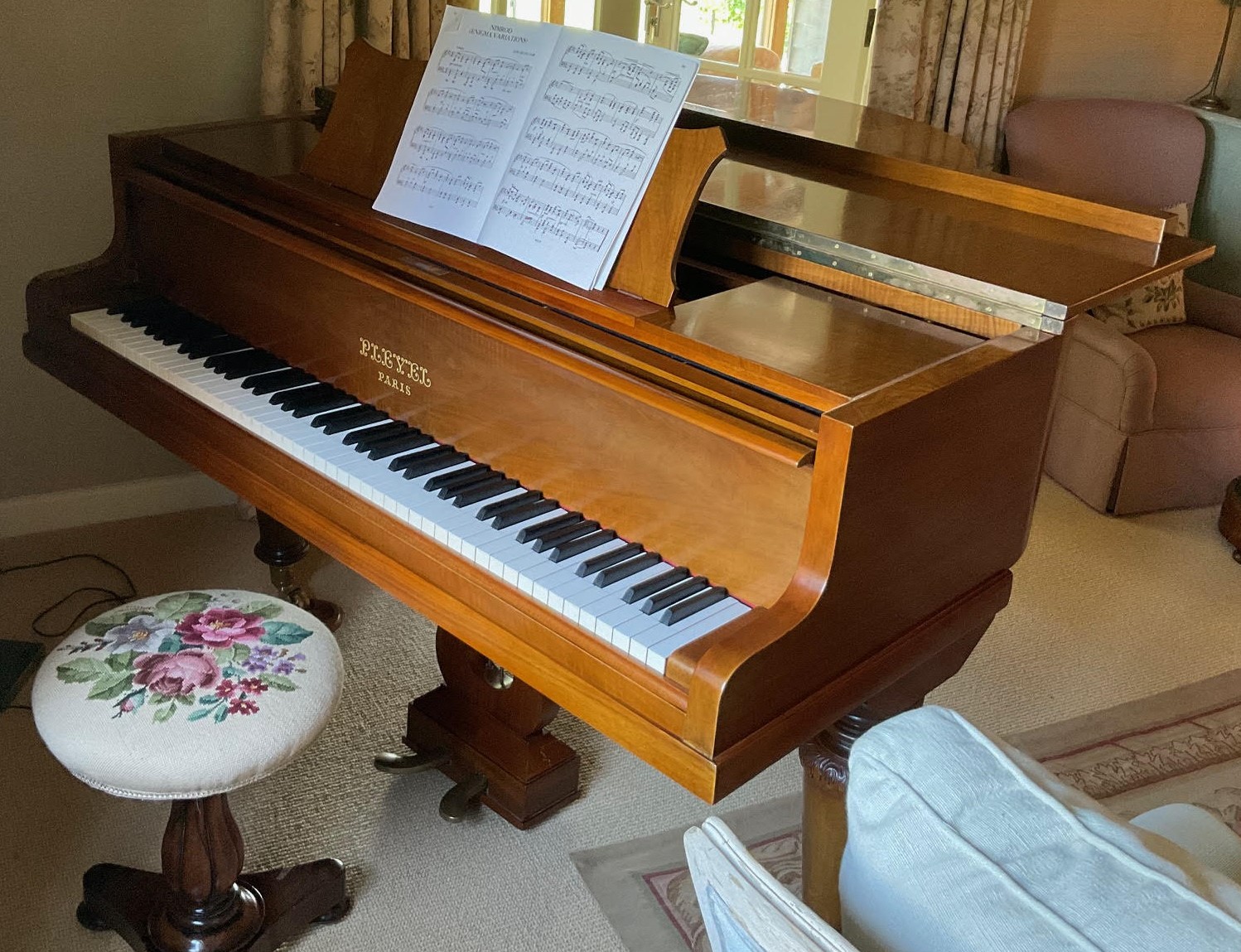 Mid 20th century restored Walnut Pleyel piano - Image 3 of 3