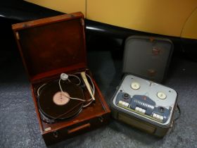 Portable record player and Phillips reel to reel player