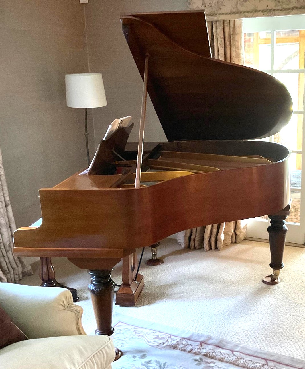 Mid 20th century restored Walnut Pleyel piano - Image 2 of 3