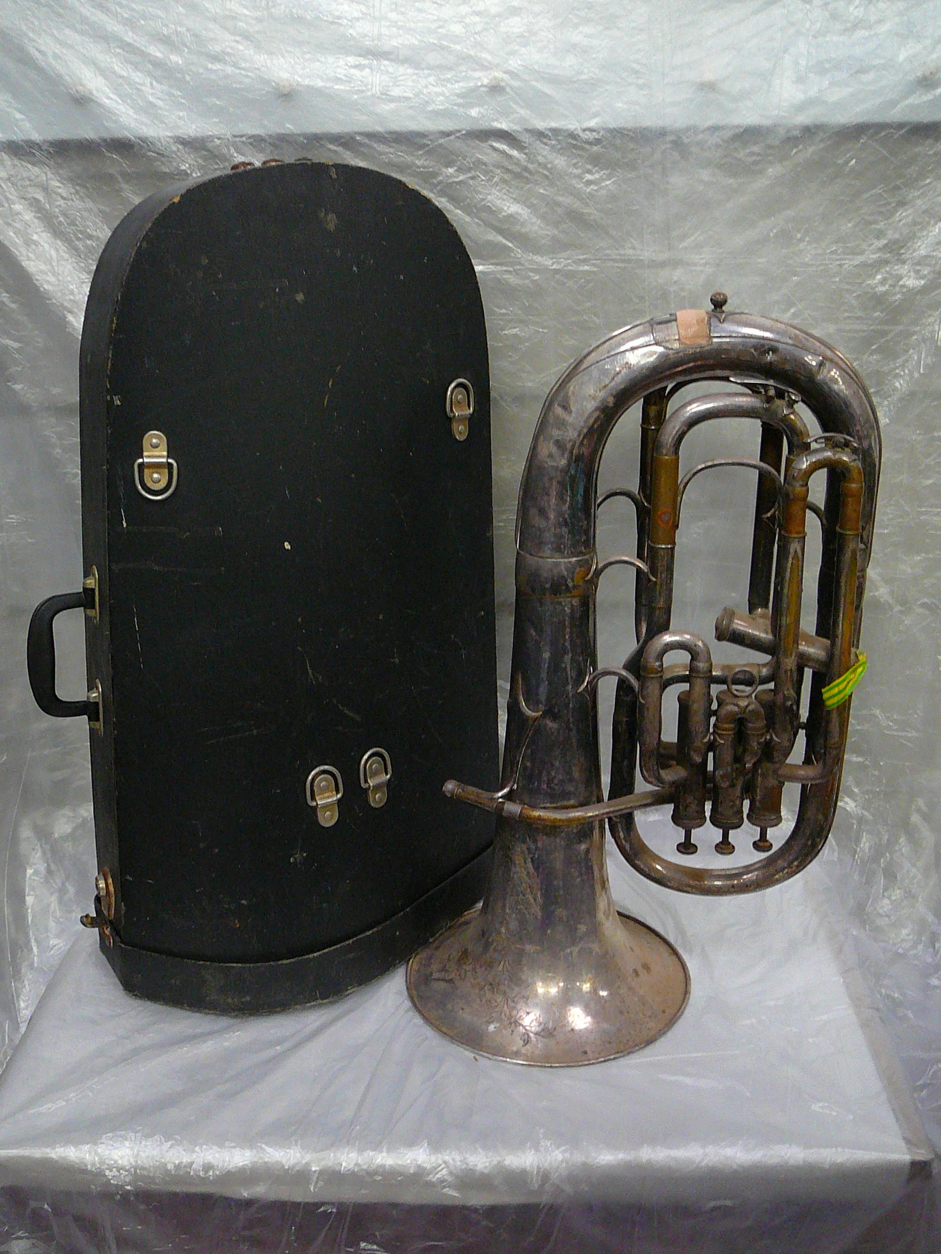 Cased silver plated euphonium