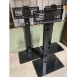 Three Fitueyes metal with glass base speaker stands. H:102cm