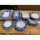 A quantity of F and Sons Devon Burslem blue and white china.