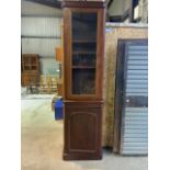 A Victorian mahogany glazed bookcase with adjustable shelves with cupboard below. W:67cm x D:34cm