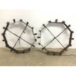 A pair of large metal gothic style chandaliers. W:90cm x H:90cm
