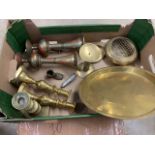 A Box of brassware.