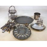 Quantity of pewter and silver plated items
