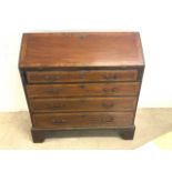 A walnut and mahogany veneered bureau with pull out support slides interior secretaire desk with