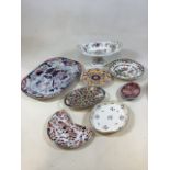 A Derby dish with other ceramics - some A/f