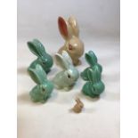 A quantity of Sylvac style bunnys - includes Wadeheath, Sylvac and others. Repair to one