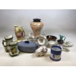 A quantity of ceramics including a Royal Winton jug and trinket dishes, a Masons Brown Vekvet