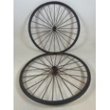 A pair of Hughes antique spoke wheels. Marked Hughes Birmingham to wheel. See pictures. Diameter D: