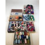 A quantity of vintage cotton reels, embroidery and tapestry threads