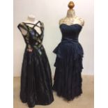 A Serenade silk sequin embellished evening dress also with a vintage Laura Ashley evening dress