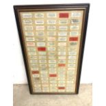 Framed and glazed apothecary labels. W:53cm x H:88cm