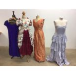 A vintage Laura Ashley strapless shepherdess style dress with 3 bridesmaid dresses